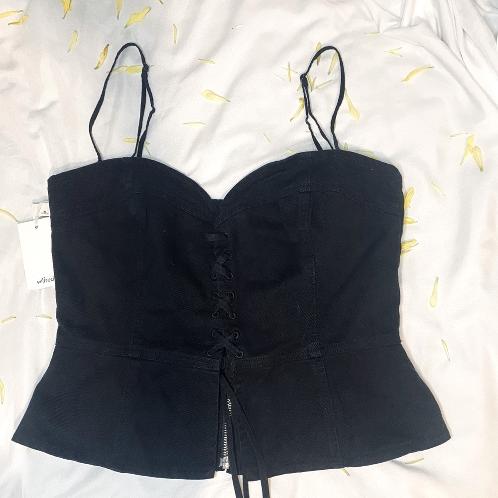 Wilfred  Black Bralette Cropped Tank Top Sz M
